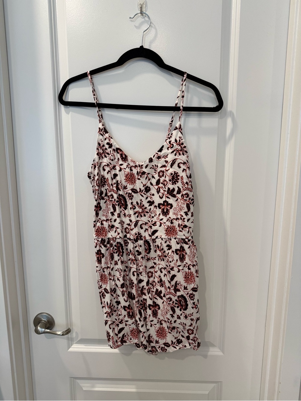 White Floral Spaghetti-Strap Romper